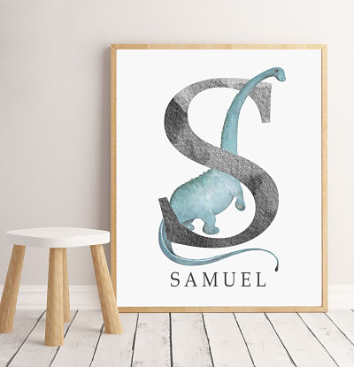 Dino Initial BRONTI (Blue) Digital File